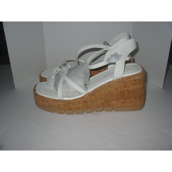 Madden Girl White Cork Wedge Sandals Size 10M - All Man-Made Material - Picture 2 of 5